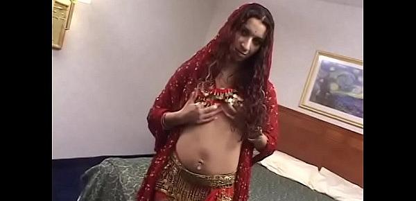  Lusty belly dancer gets deep anal drilling on bed